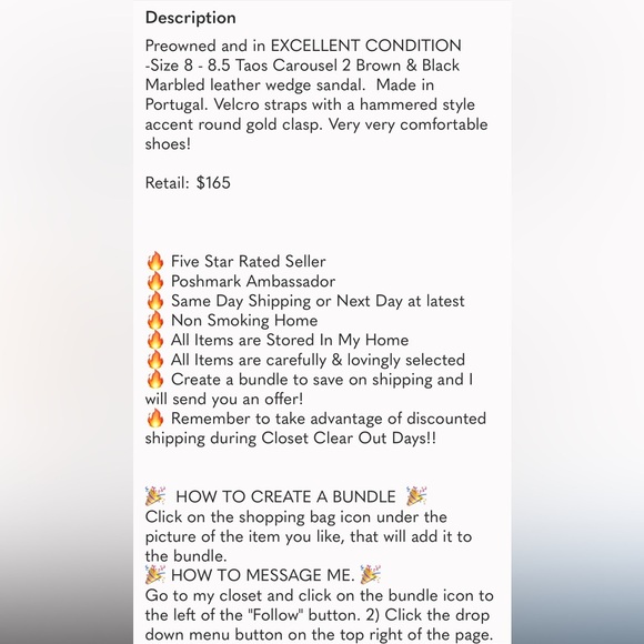 Taos Carousel marbled leather wedge size 8-8 1/2 - Picture 16 of 16